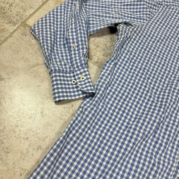Peter Millar Button Up Shirt Mens Large Blue Gingham Check Long Sleeve Casual - Picture 3 of 10